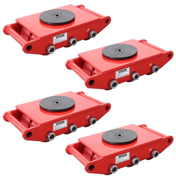 送料無料 マシンローラー 耐荷重約8t ポリウレタン製ホイール 4台 4台セット 360° ターンテーブル 回転台 運搬ローラー 運搬マシンローラー 重量物 低床 ポーター 赤 コロ車 ウレタンローラー 搬入 搬出 運搬車 台車 キャリー マシーン ローラー 引越 レッド
