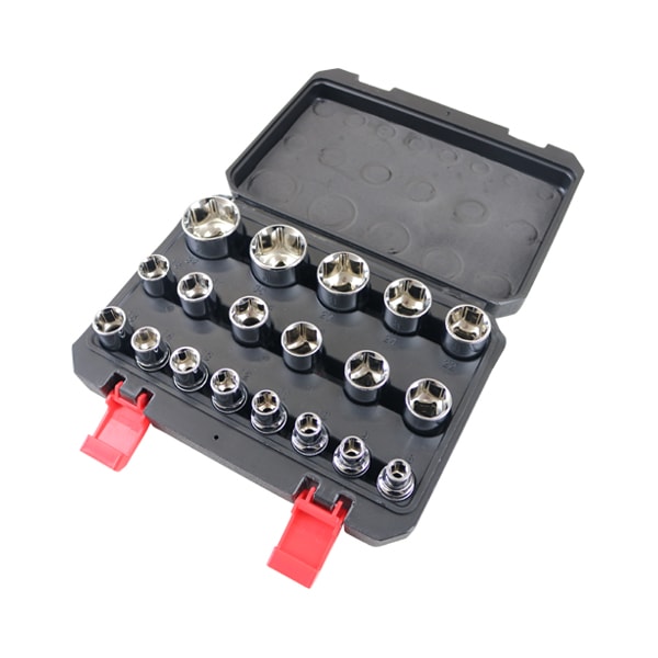 送料無料 ソケットセット 六角 19PCS 19点 差込角1/2" 1/2インチ 12.7mm ソケット セット レンチ ケース付き 工具セット 作業セット ハンドツール 整備 固定 締め ガレージ 車 バイク 工具 工具箱 DIY ツール 工場 現場 socketset19h209