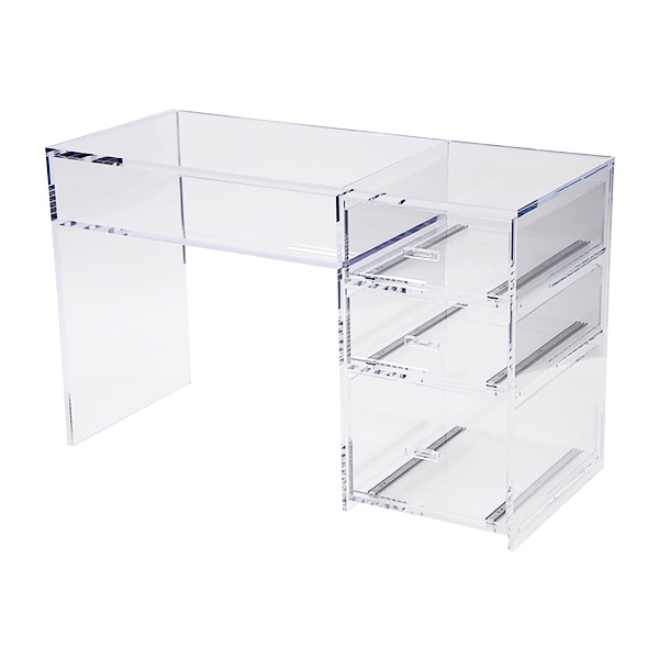 【オーダー品52,000円→】送料込み パソコンデスク テーブル アクリル天板 アクリルデスク,ワークデスク,机,約W122×D50.5×H76.5,クリア,無色透明