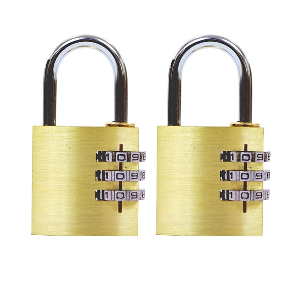 ダイヤル式,南京錠,幅約30mm,2個セット,シャックル径約4mm,真鍮,3桁