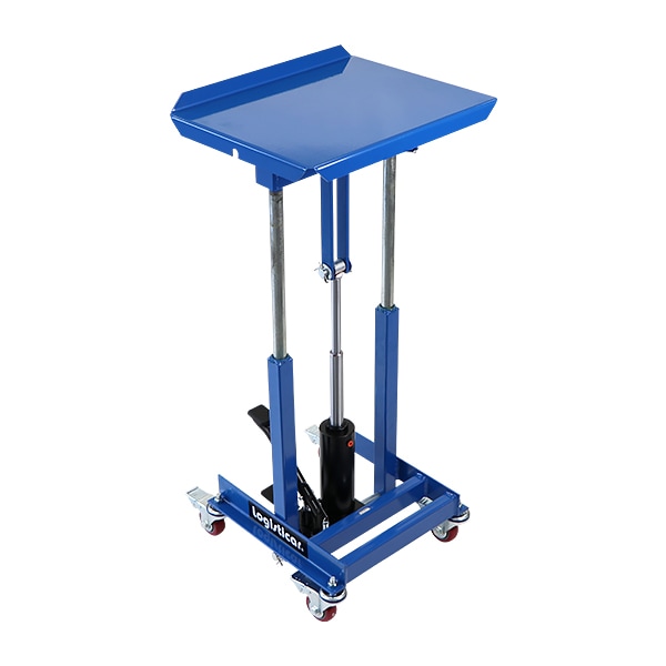 油圧式昇降台車 油圧式昇降作業台,昇降スタンド,角度調節可能,耐荷重約150kg,青,油圧式