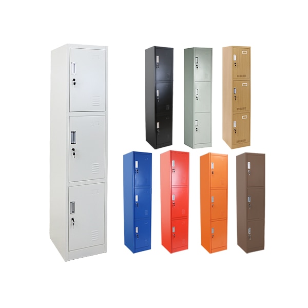 ロッカー,おしゃれ,スチールロッカー,3人用,鍵付き,スペアキー付き,1列