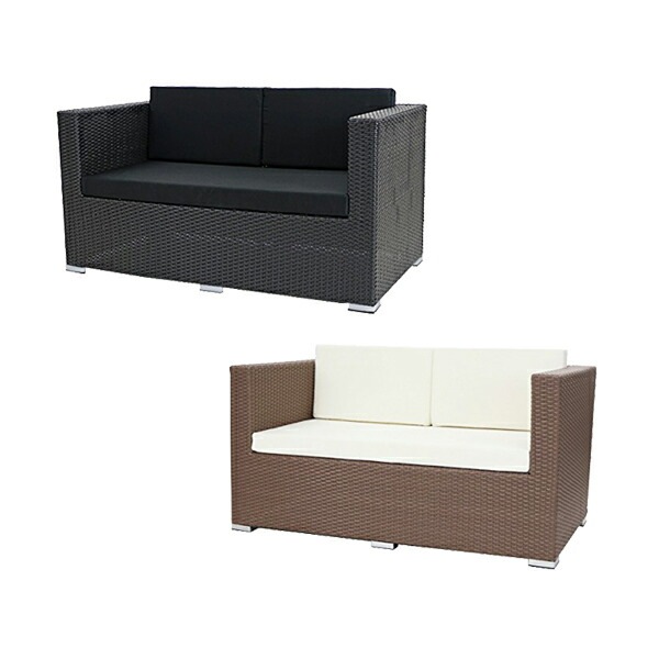 ２人掛けラタンソファー 籐ラブソファ 完成品 ファブリック（1335） 人工ラタンソファ,2人掛け,ラブソファ,2P,籐,家具,ファニチャー