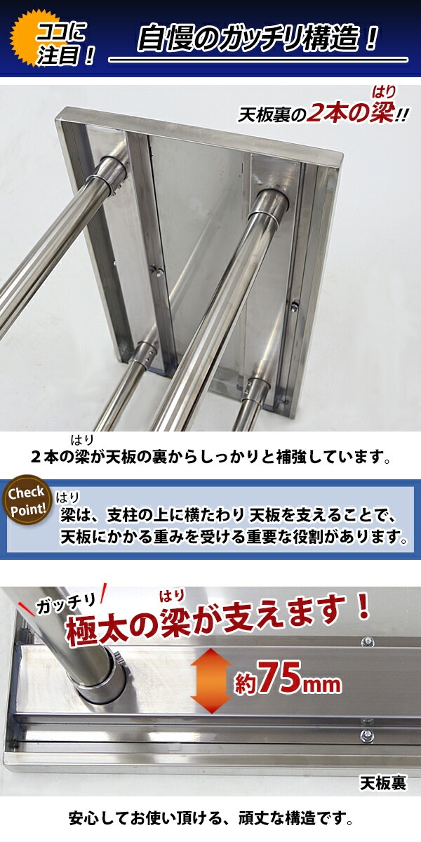 ����̵�� �����륹�ƥ�쥹����� 2�� �Ѳٽ���160kg ����800�߱���450�߹⤵800mm SUS304 �ϥ����졼�ɥ�ǥ� ���ƥ�쥹�ơ��֥� ����ơ��֥� ���ƥ�쥹�� ��̳�� Ĵ���� ���å���ơ��֥� Ĵ�� ê�դ� ��� �� ���ƥ�쥹�� ���� ���å��� ��˼ wtst450800