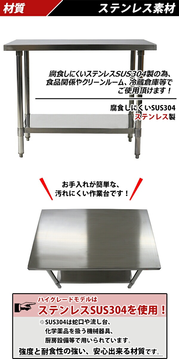 ステンレス製　業務用　 作業台　 二段作業台　厨房　送料込み！ オールステンレス作業台,2段,耐荷重約190kg,約幅1000×奥行600×高さ