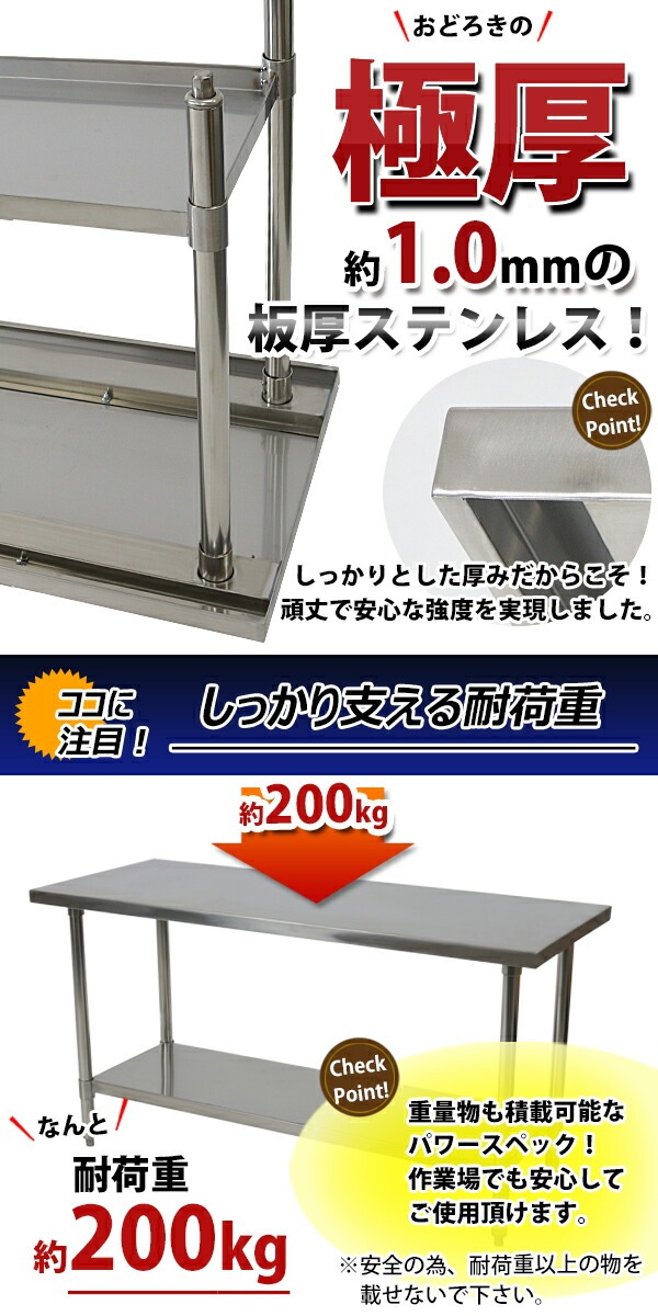 ����̵�� �����륹�ƥ�쥹����� 2�� �Ѳٽ���200kg ����1500�߱���600�߹⤵800mm SUS304 �ϥ����졼�ɥ�ǥ� ���ƥ�쥹�ơ��֥� ����ơ��֥� ���ƥ�쥹�� ��̳�� Ĵ���� ���å���ơ��֥� Ĵ�� ê�դ� ��� �� ���ƥ�쥹�� ���� ���å��� ��˼ wtst6001500