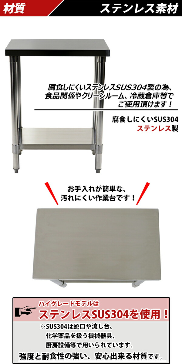 オールステンレス作業台,2段,耐荷重約150kg,約幅350×奥行600×高さ800mm