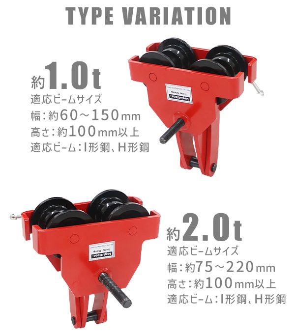 ����̵�� �ӡ���ȥ��꡼ �ȥ��꡼������  ���������1.0t 2.0t �ӡ�����1t��60��150mm 2t��75��220mm ������ �ӡ��� �����ӡ��� H���� I���� �ߤꥯ���� ��1000kg ��2000kg Ϣ���� ��������֥��å� �ߤ�� �ߤ겼�� ��æ ��� ���� ���� ���� Ŵ�� �� beamtrolley