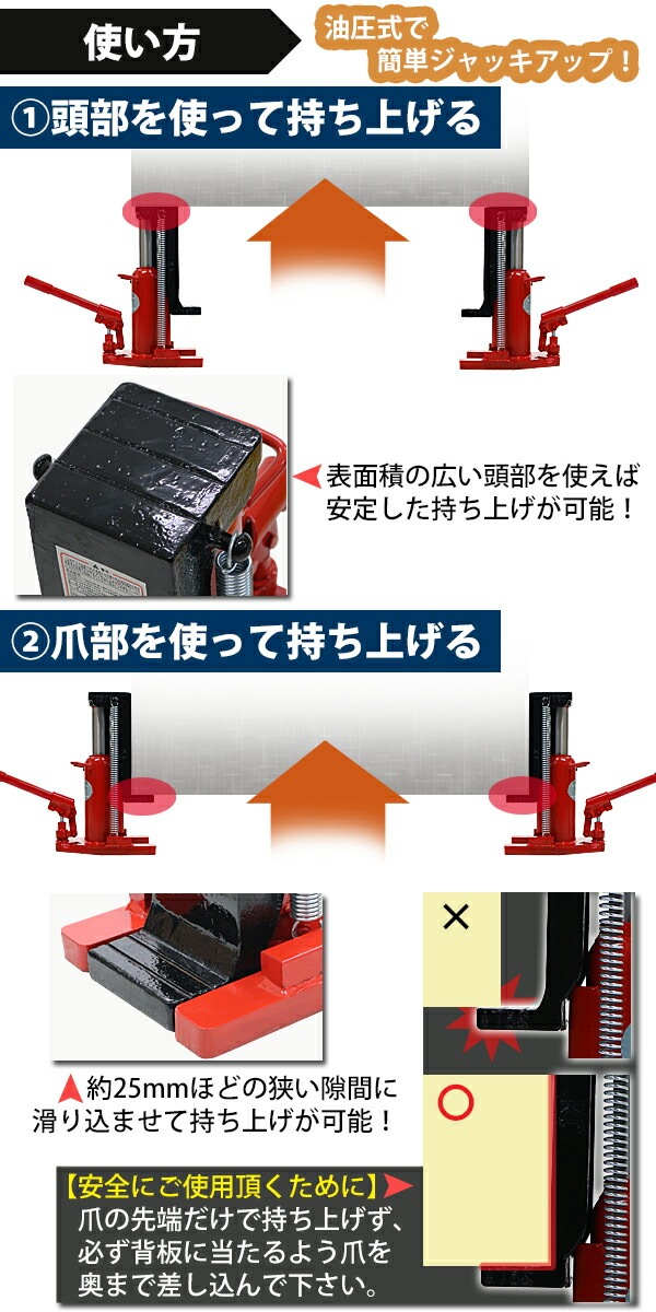 油圧式,爪付きジャッキ,爪部約10t,頭部約20t,1台,単品,油圧ジャッキ,爪