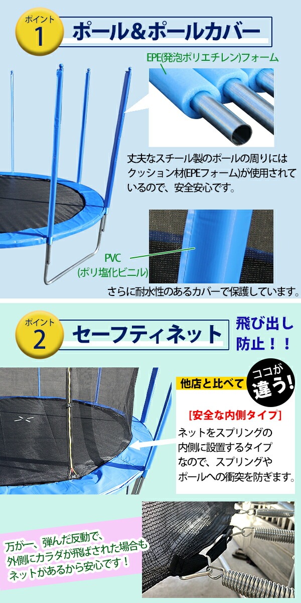 ����̵�� �ȥ��ݥ�� 14FT ľ����4.26m �緿 �ݸ�ͥå� �����եƥ��ͥå� �Ϥ����դ� �Ѳٽ���240kg ��� �Ҷ� �������å� �ȥ졼�˥� ������������ �ե��åȥͥ� �δ� ͭ���� ��ư ��ư��­��� ���� ���� ��Ω ���ץ�� ���С� ͷ�� ž���ɻ� trampoz14ft