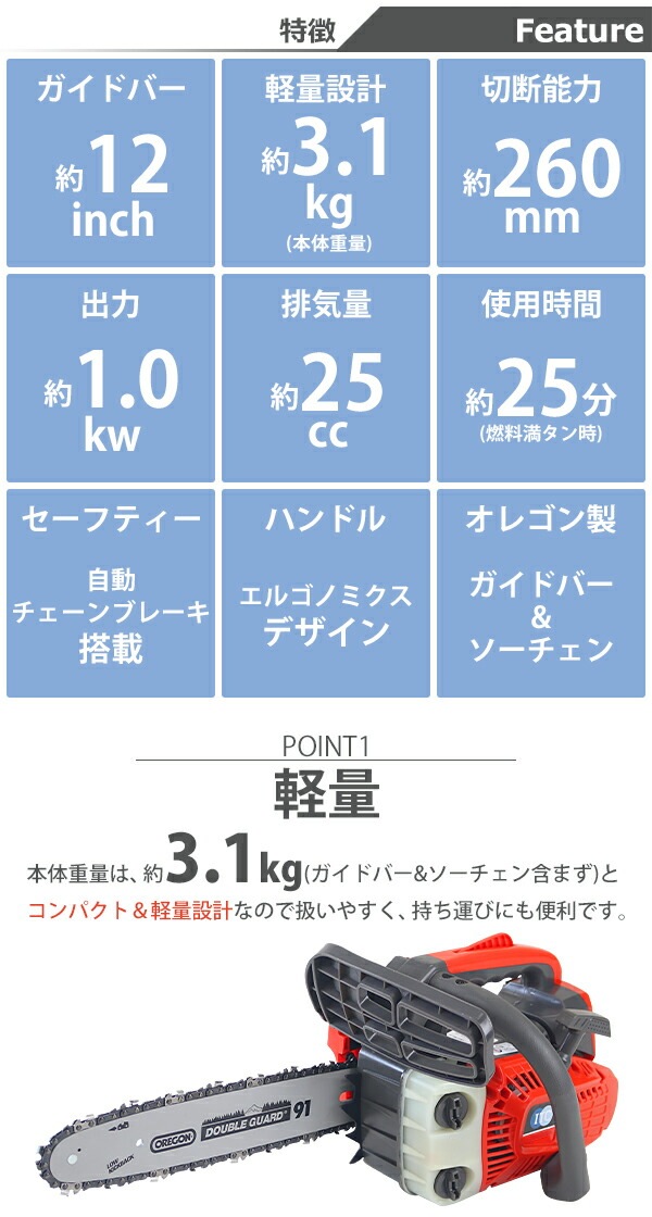 ̵ 󥽡 󥸥 12 Ƿ26cm ӵ25cc 1.1hp ϥ졼ɥǥ  2ȥ󥸥 󥸥󥽡 󥽡 쥴 ɥС դ     Ȳ ǹ chainsaw250dh12