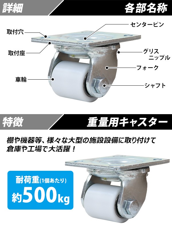 ����̵�� ���㥹���� ���ߥ��㥹���� ������ �ʥ������� 4�ĥ��å� �����ѥ��㥹���� �Ѳٽ���500kg(1�Ĥ�����) ����ľ����49mm ����54mm ���ꥹ�˥åץ��դ� ���߼� �ʥ��������  ���� �Ҹ� ��� ���� cstrnyfrn504p