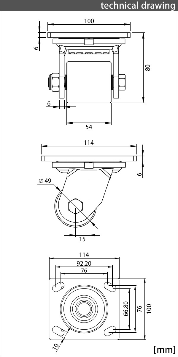 ����̵�� ���㥹���� ���ߥ��㥹���� ������ �ʥ������� 4�ĥ��å� �����ѥ��㥹���� �Ѳٽ���500kg(1�Ĥ�����) ����ľ����49mm ����54mm ���ꥹ�˥åץ��դ� ���߼� �ʥ��������  ���� �Ҹ� ��� ���� cstrnyfrn504p