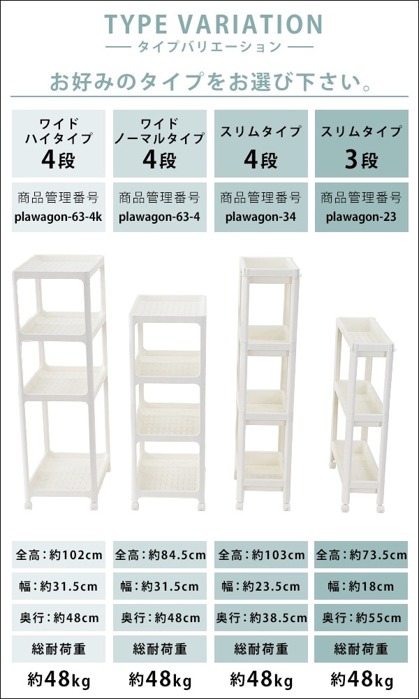 ワゴン,キッチンワゴン,プラスチック,キャスター,約18×55×73.5cm,段数