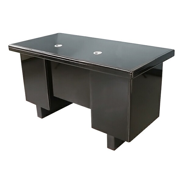 両袖デスク,オフィスデスク,鏡面,ブラック,W約140×D約70×H約76,二段