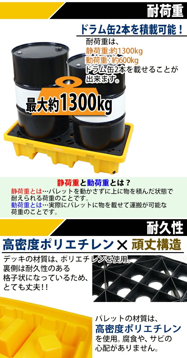 ����̵�� �ɥ����ѥѥ�å� ���� �ɥ���դ� 2�ɥ����� ��W1300��D680��H300mm �����Ѳٽ���1300kg �ץ饹���å��ѥ�å� �ɥ��� �ѥ�å� �ǥå� �ץ�ѥ� �ɥ�åץǥå� ����ƥ����ȥѥ�å� �ɥ��̥ȥ쥤 ���ԥ�ѥ�å� ���ԥ�ǥå� 2dpalletw13d68h30