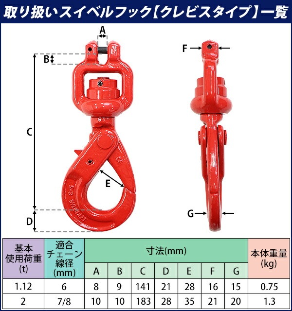ラッチロックフック、スイベル付、3.15t用 、4個セット ラッチロックフック、スイベル付、3.15t用 、4個セット