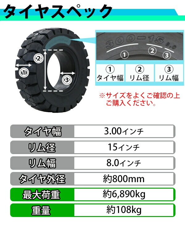 フォークリフト用タイヤ,ホイール無し,タイヤのみ,1本,タイヤサイズ