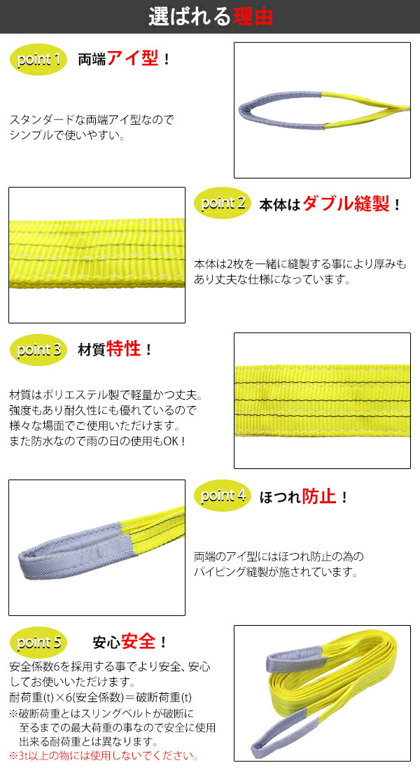 ヘリックス 牽引 吊上げ ナイロンスリング 使用荷重250kg 幅6mm 4_000000004443.jpg?1690193387
