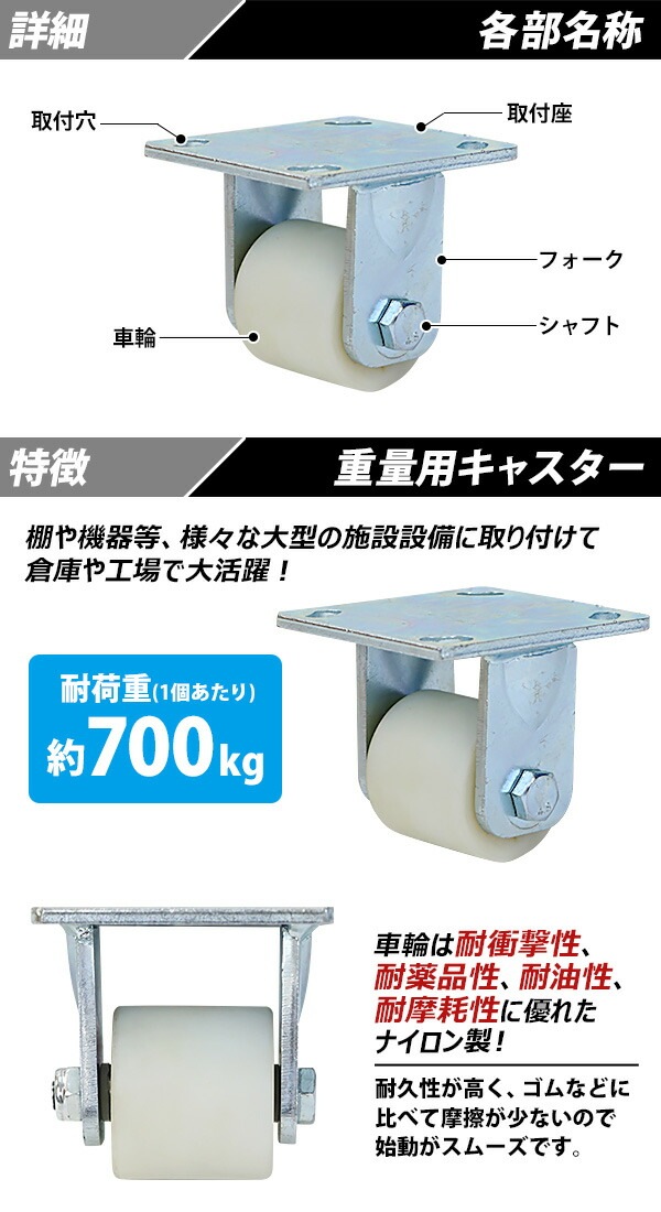 ����̵�� ���㥹���� ���ꥭ�㥹���� ������ �ʥ������� 4�ĥ��å� �����ѥ��㥹���� �Ѳٽ���700kg(1�Ĥ�����) ����ľ����60mm ����56mm ����� �ʥ��������  ���� �Ҹ� ��� ���� cstrnyfin60r4p