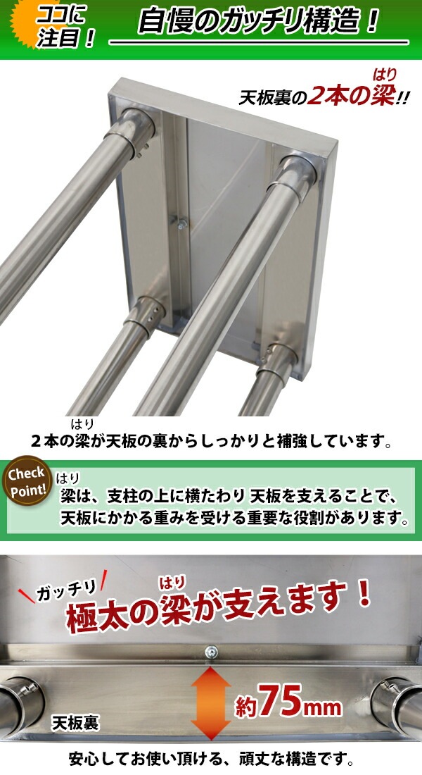 ステンレス製ワークテーブル 2段 楽天市場】送料無料 オールステンレス作業台 2段 耐荷重約200kg 約幅
