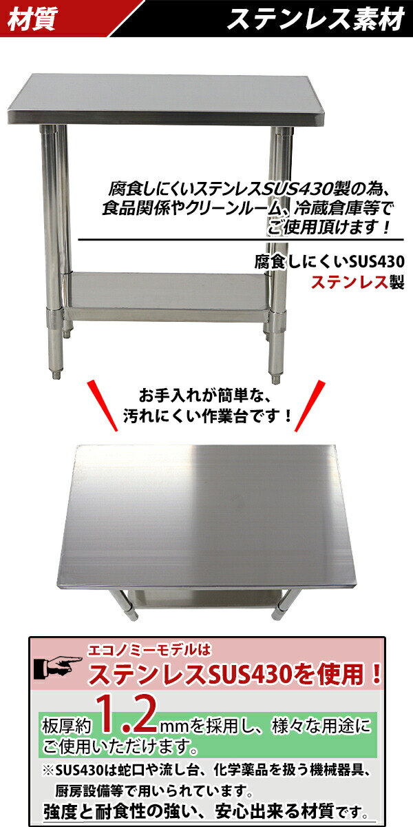 ����̵�� �����륹�ƥ�쥹����� 2�� �Ѳٽ���170kg ����800�߱���450�߹⤵800mm �ĸ���1.2mm SUS430 �����Υߡ���ǥ� ���ƥ�쥹�ơ��֥� ����ơ��֥� ���ƥ�쥹�� ��̳�� ���å���ơ��֥� Ĵ�� ê�դ� ��� �� ���ƥ�쥹�� ���� ���å��� ��˼ wtsteco450800