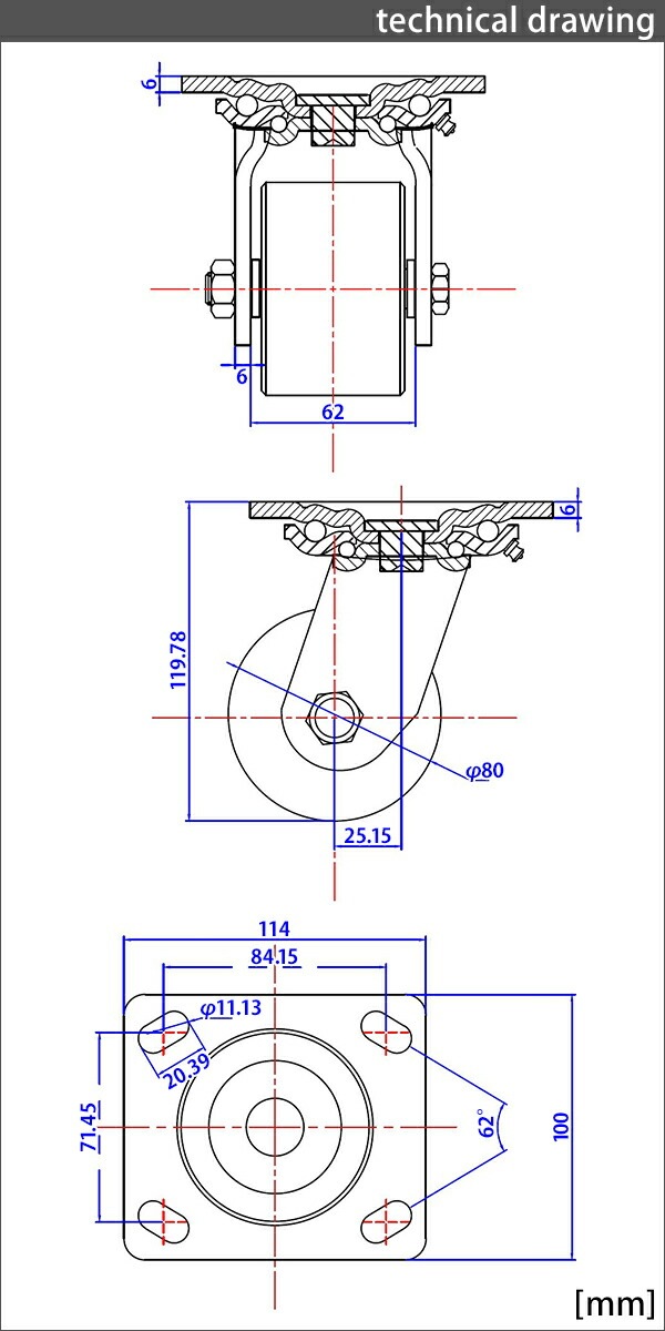 ����̵�� ���㥹���� ���ߥ��㥹���� ������ �ʥ������� 1�� ñ�� �����ѥ��㥹���� �Ѳٽ���750kg(1�Ĥ�����) ����ľ����80mm ����54mm ���ꥹ�˥åץ��դ� ���߼� �ʥ��������  ���� �Ҹ� ��� ���� cstrnyfrn801p