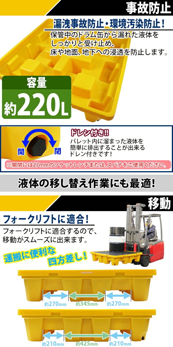 ゆう　【特別価格 先着1台のみ】　ドラム缶 ガラステーブル 送料無料！！ ドラム缶用パレット,深底,ドレン付き,4ドラム缶用,約W1300×D1300