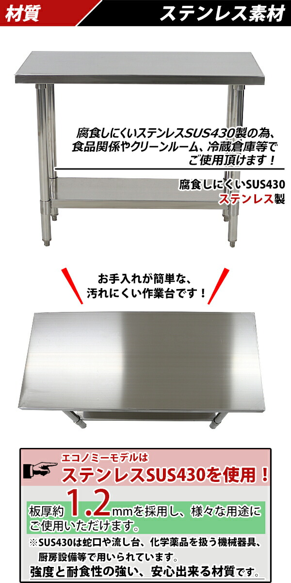 ����̵�� �����륹�ƥ�쥹����� 2�� �Ѳٽ���190kg ����1000�߱���450�߹⤵800mm �ĸ���1.2mm SUS430 �����Υߡ���ǥ� ���ƥ�쥹�ơ��֥� ����ơ��֥� ���ƥ�쥹�� ��̳�� ���å���ơ��֥� Ĵ�� ê�դ� ��� �� ���ƥ�쥹�� ���� ���å��� ��˼ wtsteco4501000