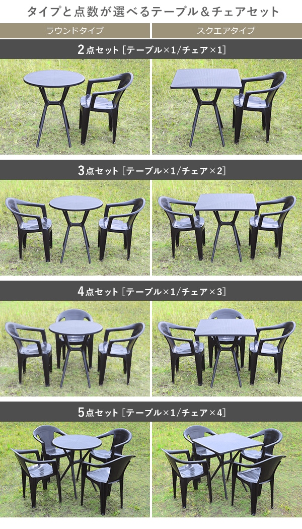 プラスチックガーデンチェアセット プラスチックチェア,ガーデンチェア,ガーデンテーブル,UVカット,選べる