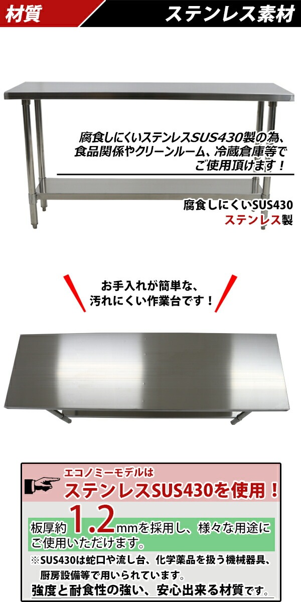 ����̵�� �����륹�ƥ�쥹����� 2�� �Ѳٽ���210kg ����1500�߱���450�߹⤵800mm �ĸ���1.2mm SUS430 �����Υߡ���ǥ� ���ƥ�쥹�ơ��֥� ����ơ��֥� ���ƥ�쥹�� ��̳�� ���å���ơ��֥� Ĵ�� ê�դ� ��� �� ���ƥ�쥹�� ���� ���å��� ��˼ wtsteco4501500