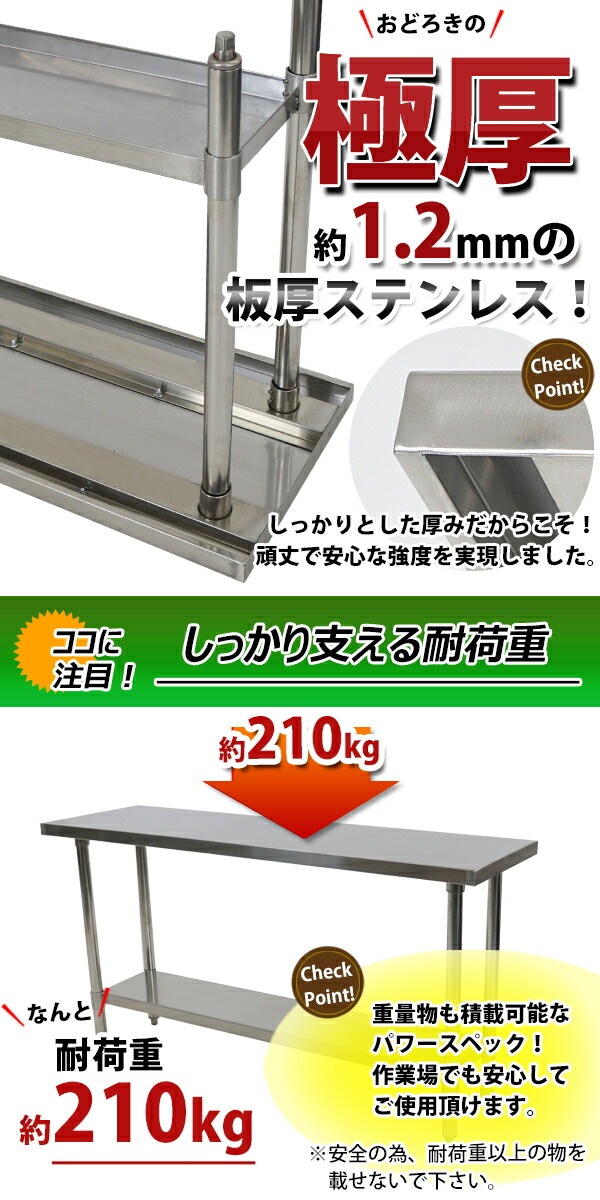 ����̵�� �����륹�ƥ�쥹����� 2�� �Ѳٽ���210kg ����1500�߱���450�߹⤵800mm �ĸ���1.2mm SUS430 �����Υߡ���ǥ� ���ƥ�쥹�ơ��֥� ����ơ��֥� ���ƥ�쥹�� ��̳�� ���å���ơ��֥� Ĵ�� ê�դ� ��� �� ���ƥ�쥹�� ���� ���å��� ��˼ wtsteco4501500