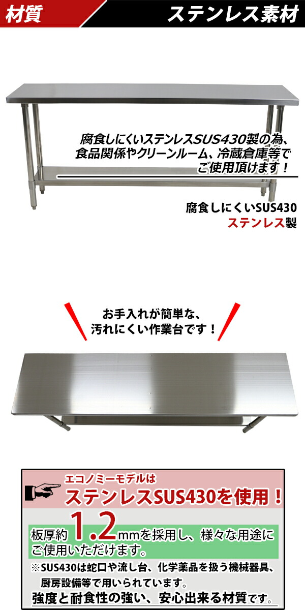 ����̵�� �����륹�ƥ�쥹����� 2�� �Ѳٽ���210kg ����1800�߱���450�߹⤵800mm �ĸ���1.2mm SUS430 �����Υߡ���ǥ� ���ƥ�쥹�ơ��֥� ����ơ��֥� ���ƥ�쥹�� ��̳�� ���å���ơ��֥� Ĵ�� ê�դ� ��� �� ���ƥ�쥹�� ���� ���å��� ��˼ wtsteco4501800
