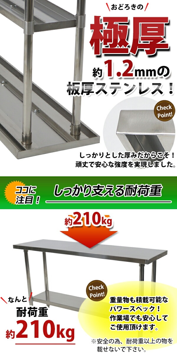 ����̵�� �����륹�ƥ�쥹����� 2�� �Ѳٽ���210kg ����1800�߱���450�߹⤵800mm �ĸ���1.2mm SUS430 �����Υߡ���ǥ� ���ƥ�쥹�ơ��֥� ����ơ��֥� ���ƥ�쥹�� ��̳�� ���å���ơ��֥� Ĵ�� ê�դ� ��� �� ���ƥ�쥹�� ���� ���å��� ��˼ wtsteco4501800