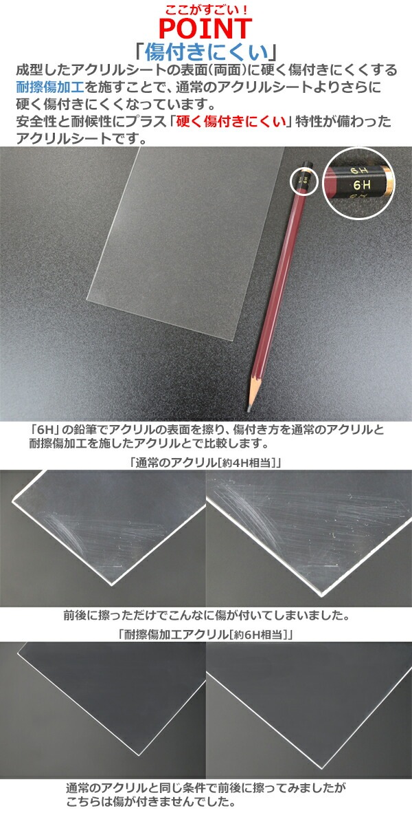 アクリルシート,アクリル板,キャスト板,耐擦傷加工,約横2440mm×縦