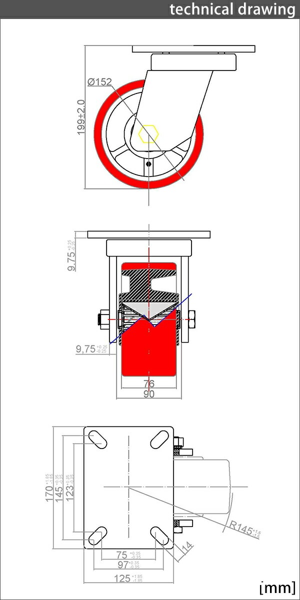 ����̵�� ���㥹���� ���ߥ��㥹���� ������ PU�� �����Υߡ���ǥ� 1�� ñ�� �����ѥ��㥹���� �Ѳٽ���1200kg(1�Ĥ�����) ����ľ����152mm ����76mm ���ꥹ�˥åץ��դ� ���߼� PU���� �ݥꥦ�쥿�� ���� �Ҹ� ��� ���� cstrpufr0601p