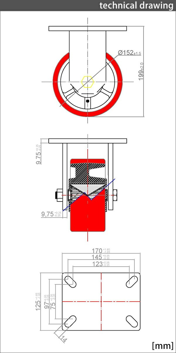 ����̵�� ���㥹���� ���ꥭ�㥹���� ������ PU�� 4�ĥ��å� �����ѥ��㥹���� �Ѳٽ���1200kg(1�Ĥ�����) ����ľ����151mm ����76mm ���ꥹ�˥åץ��դ� ����� PU���� �ݥꥦ�쥿�� ���� �Ҹ� ��� ���� cstrpufi060r4p