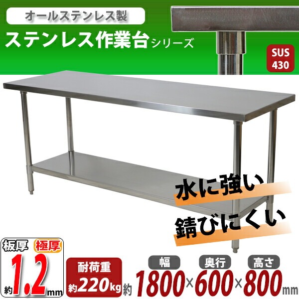 ����̵�� �����륹�ƥ�쥹����� 2�� �Ѳٽ���220kg ����1800�߱���600�߹⤵800mm �ĸ���1.2mm SUS430 �����Υߡ���ǥ� ���ƥ�쥹�ơ��֥� ����ơ��֥� ���ƥ�쥹�� ��̳�� ���å���ơ��֥� Ĵ�� ê�դ� ��� �� ���ƥ�쥹�� ���� ���å��� ��˼ wtsteco6001800