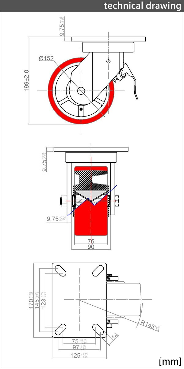 ����̵�� ���㥹���� ���ߥ��㥹���� ������ PU�� ���ȥåѡ��դ� �ϥ����졼�ɥ�ǥ� 4�ĥ��å� �����ѥ��㥹���� �Ѳٽ���1200kg(1�Ĥ�����) ����ľ����152mm ����76mm ���ꥹ�˥åץ��դ� ���߼� PU���� �ݥꥦ�쥿�� �֥졼���դ� ���� �Ҹ� ��� ���� cstrpufrsk60b4p