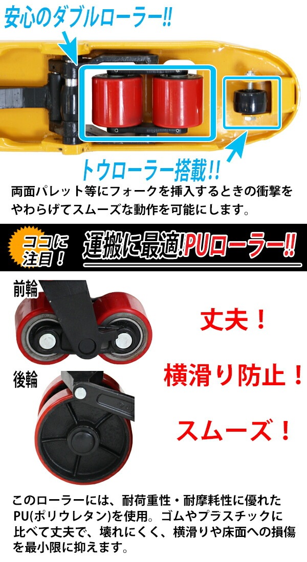 ハンドパレット,超ロング,幅広,幅685mm,フォーク長さ1510mm,3000kg