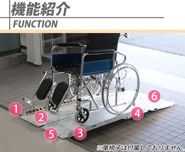 アルミスロープ,スロープ長さ約183cm,幅約72.5cm,耐荷重約270kg,工事