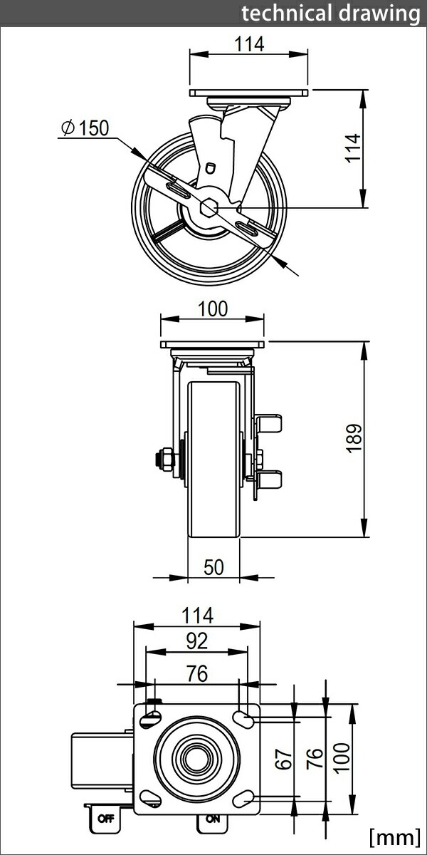 ����̵�� ���㥹���� ���ߥ��㥹���� ������ PU�� ���ȥåѡ��դ� 1�� ñ�� �����ѥ��㥹���� �Ѳٽ���300kg(1�Ĥ�����) ����ľ����150mm ����50mm ���ꥹ�˥åץ��դ� ���߼� PU���� �ݥꥦ�쥿�� �֥졼���դ� ���� �Ҹ� ��� ���� cstrpufrs660b1p
