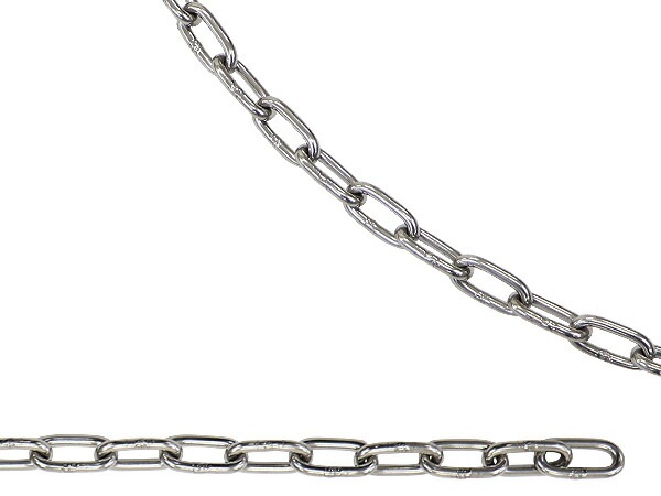 ステンレスチェーン,チェーン,線径約6mm,使用荷重約500kg,約6m,SUS304