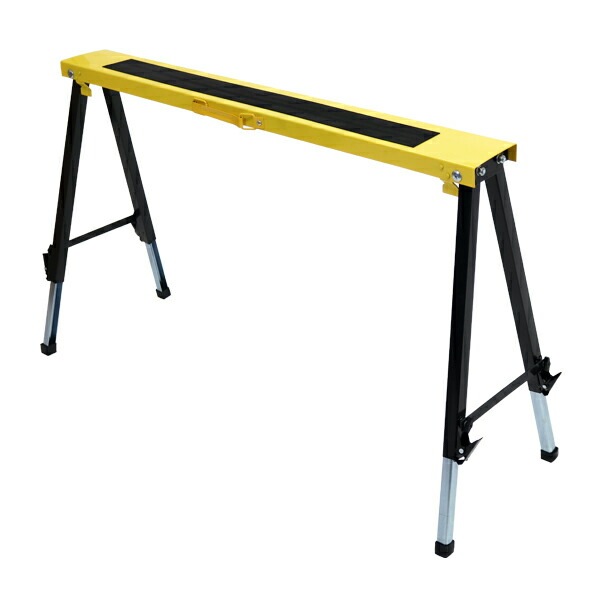 【シャーホークス】平均台（天然木材）長さ130cm高さ30cm　2台 ソーホース,高さ調節可能,折りたたみ,黒黄,1台,工作台,作業台,天