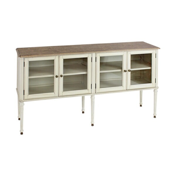 アンティーク調,サイドキャビネット,W約160×D約40×H約86cm,ホワイト