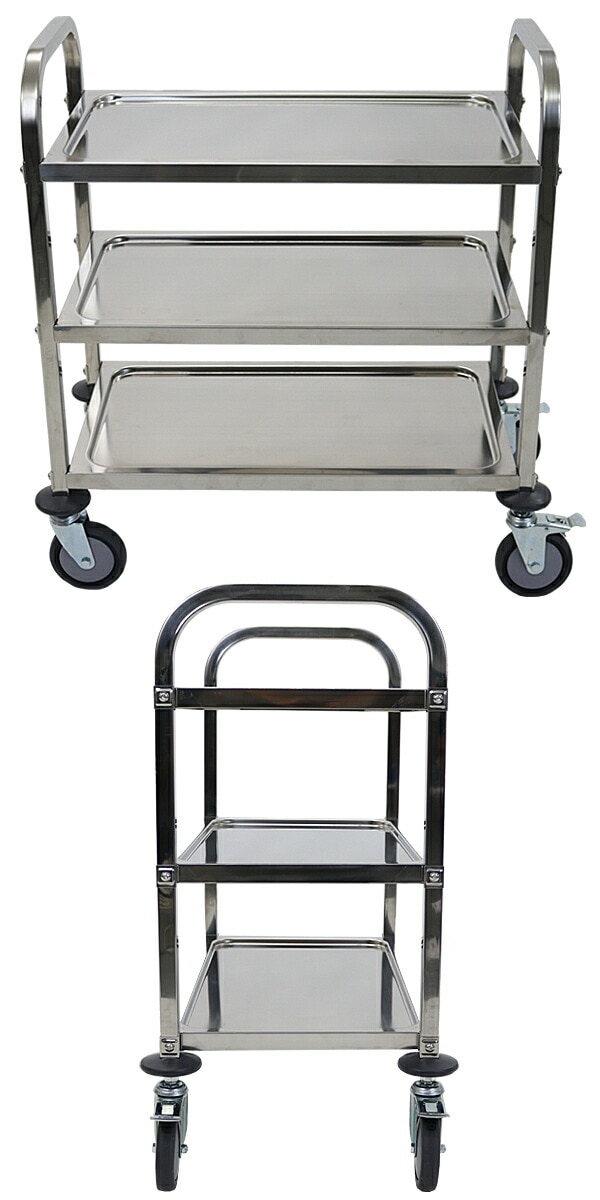 ワゴン,ステンレス,サービスワゴン,3段,Sサイズ,防振,総耐荷重約90kg