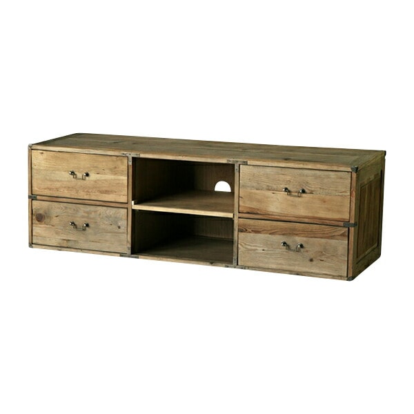 アンティーク 木製 ローボード ベンチ 本棚 無垢材 無塗装 シャビー