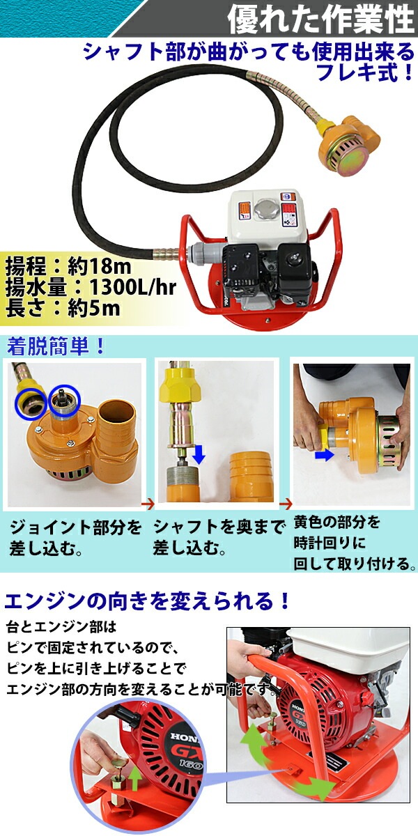 �ݥ�� ����ݥ�� Honda GX160�դ� ���� ���� ���� �ե쥭������ݥ�� �ۥ�� ���󥸥� ������18m �ȿ���1300L/H �ǽи���7.5cm ����ե�Ĺ����5m ��ȴ�� ���Ȥ� �ե쥭�ݥ�� 4���ȥ��������󥸥� ����ե� �꡼�ɥ���ե� �ȿ� �ӿ� ��������� ����̵�� vr4sp5m