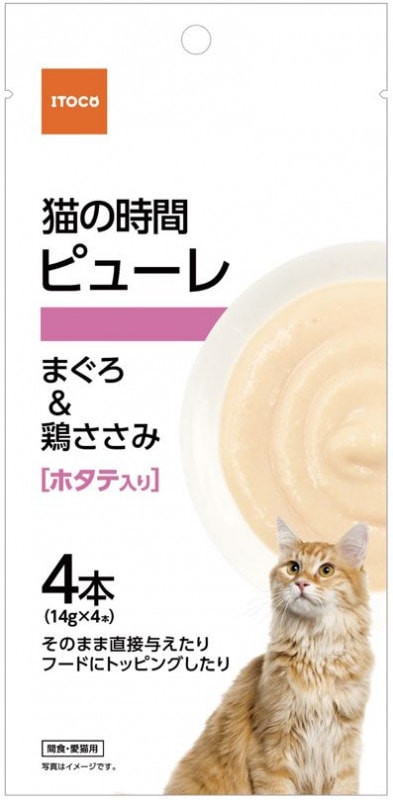 猫の時間 ピューレ まぐろ&鶏ささみ ホタテ入り 4本(14g×4本)