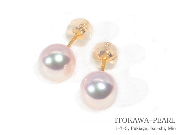 あこや真珠ピアス＜7.8mm＞スタッド・K18YG PE-6859 | 真珠ピアス,真珠